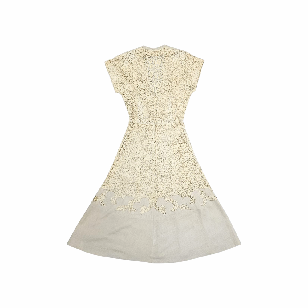 1960 Vintage Customized Slip On Linen and Cotton Lace Dress - Re:Velvet