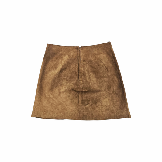 Vintage 70s-Style Custom-Made Camel Suede Mini Skirt