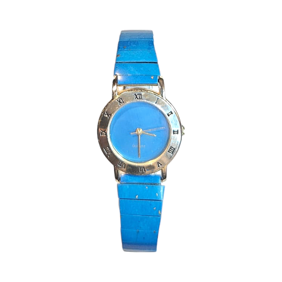 Vintage 1980s Genuine Turquoise Flex Armband Wristwatch - Re:Velvet