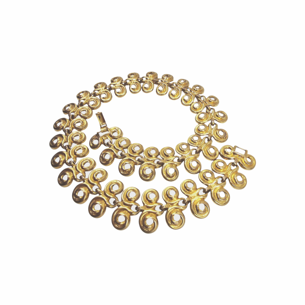 Vintage Gold-Tone Loop Link Collar Necklace