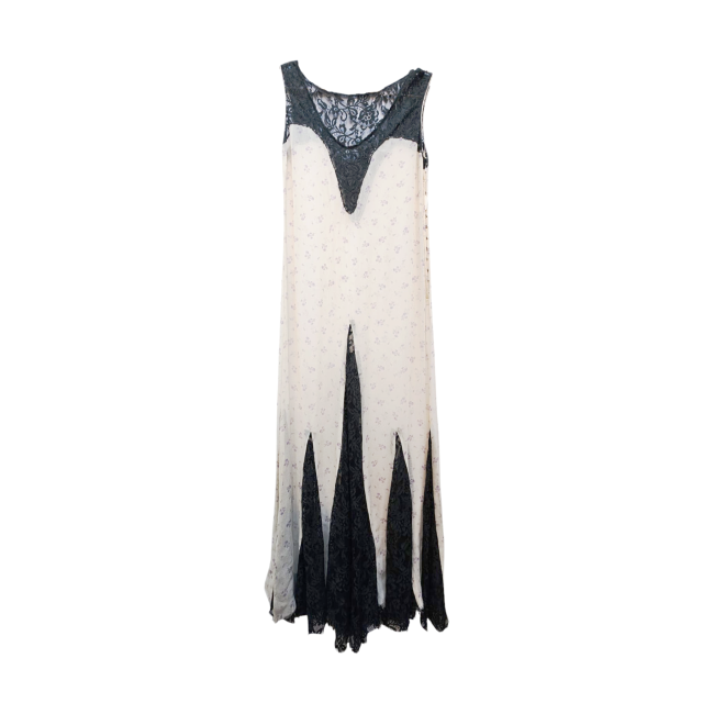 Vintage Floral Muslin Dress with Lace Panels - Re:Velvet