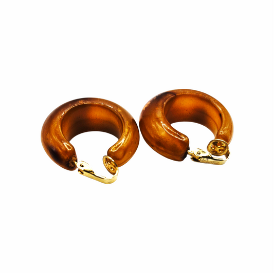 Vintage Resin Chunky Hoop Clip On Earrings
