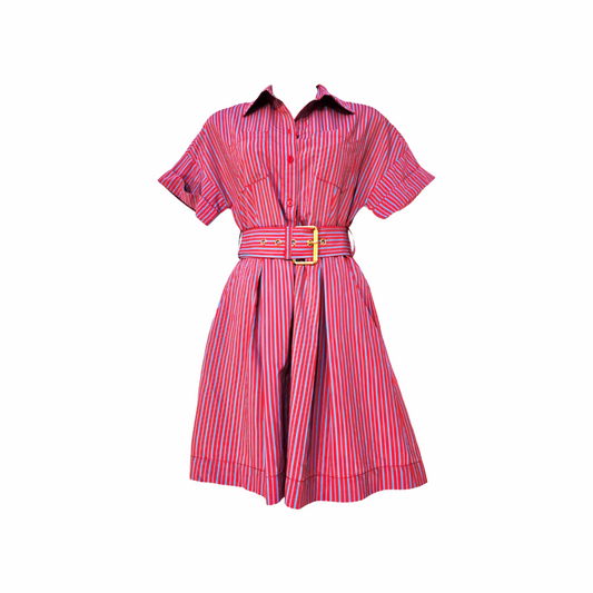 Vintage Belted Striped Shirt Dress - Diane von Furstenberg - Re:Velvet