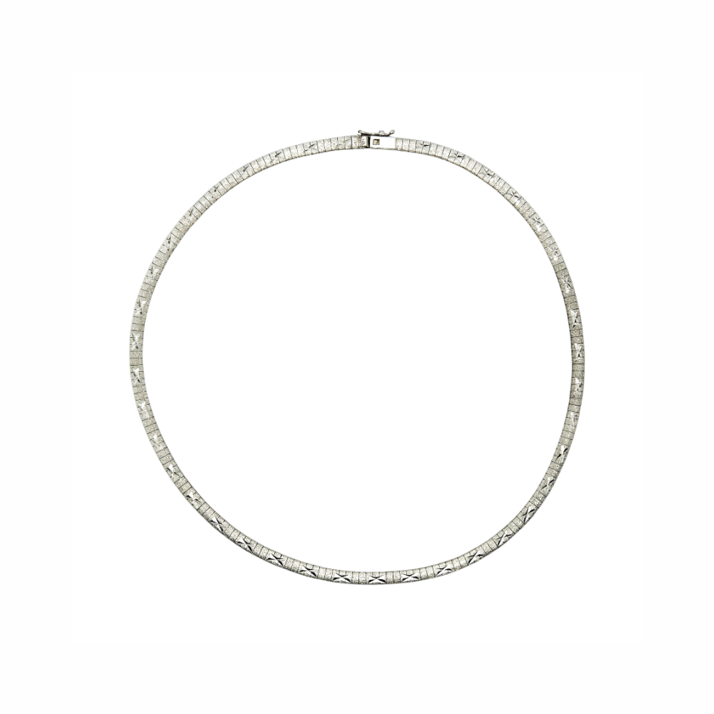 Vintage Sterling Silver Flat Snake Chain Necklace - Re:Velvet