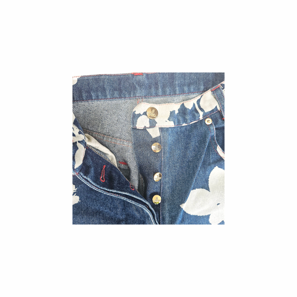 1994 Collection Jeans with Printed Roses Pattern- Vivienne Westwood