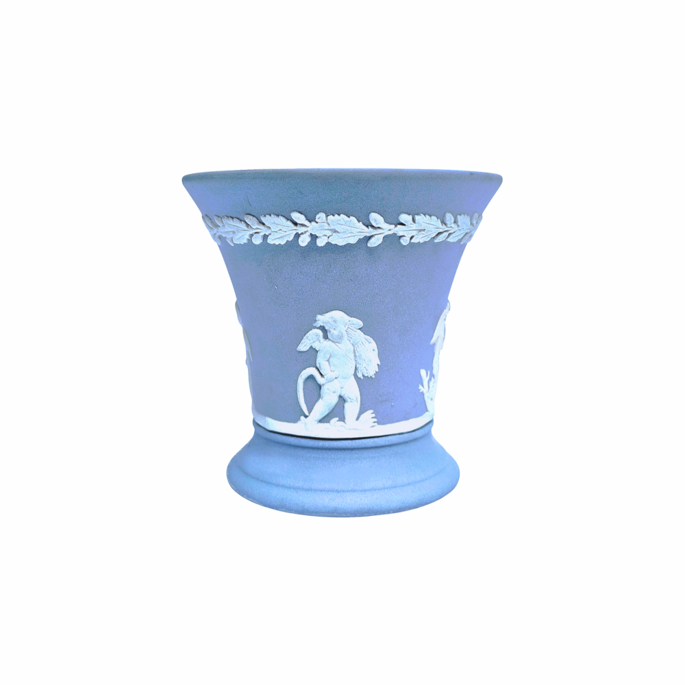 Blue Jasperware Trumpet Vase with Cherubs - Wedgwood - Re:Velvet