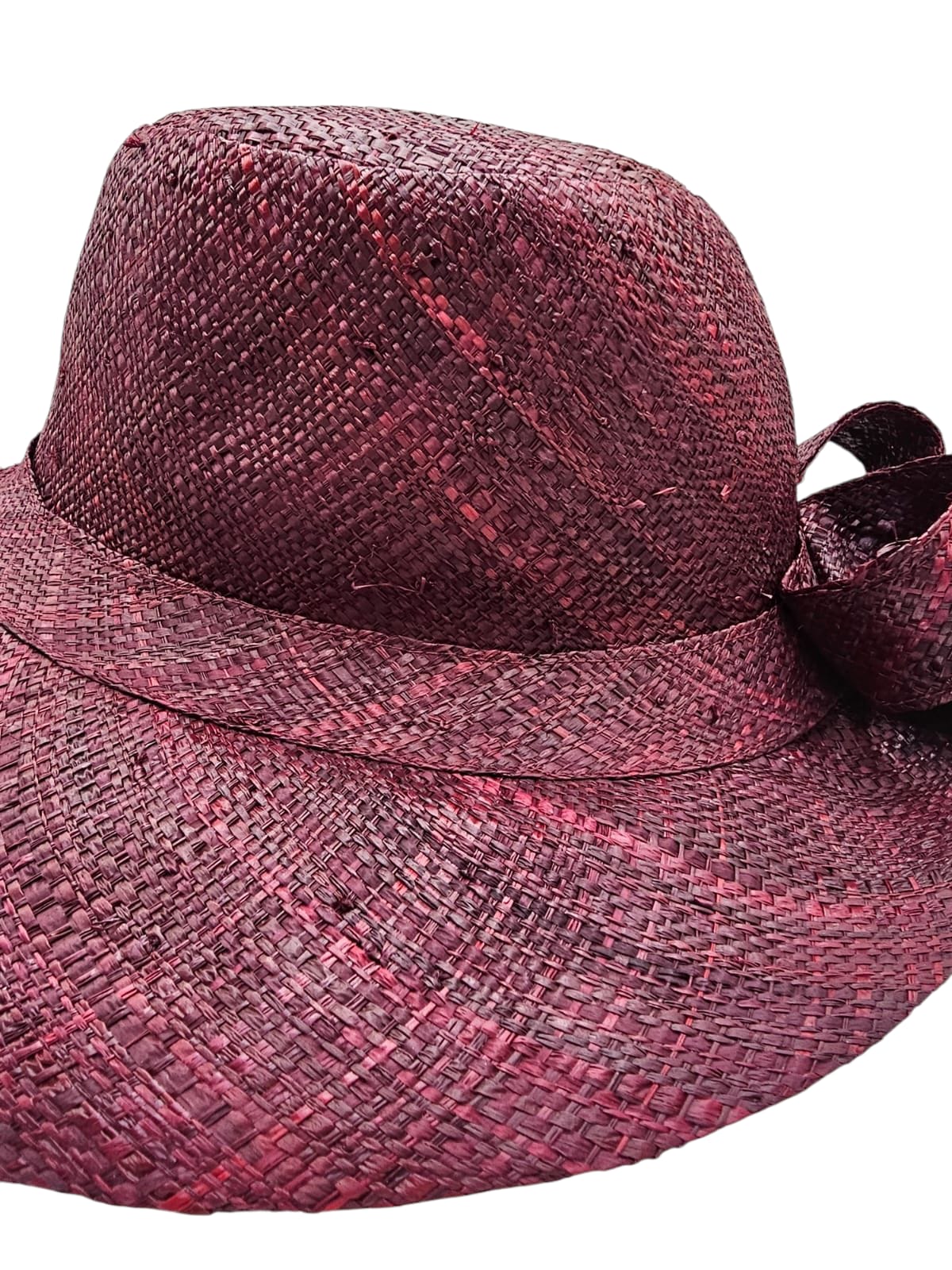 Burgundy Straw Hat with Bow