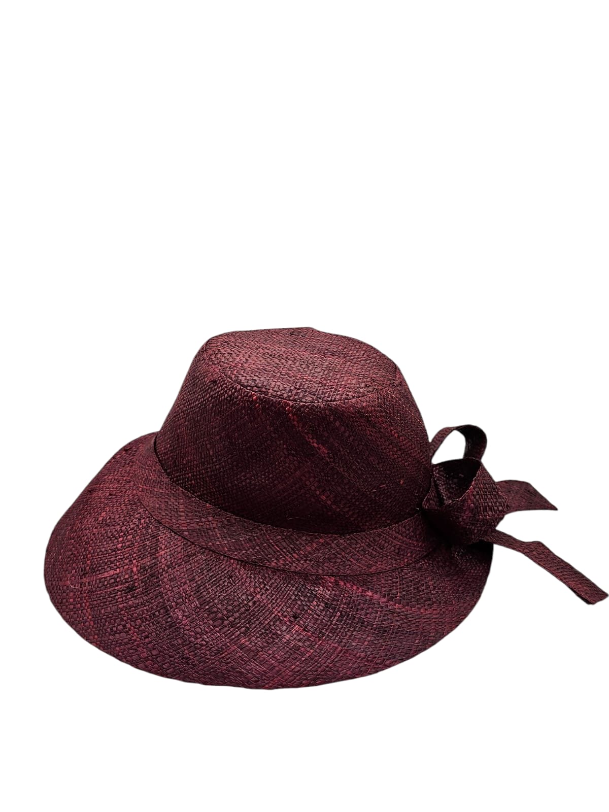 Burgundy Straw Hat with Bow