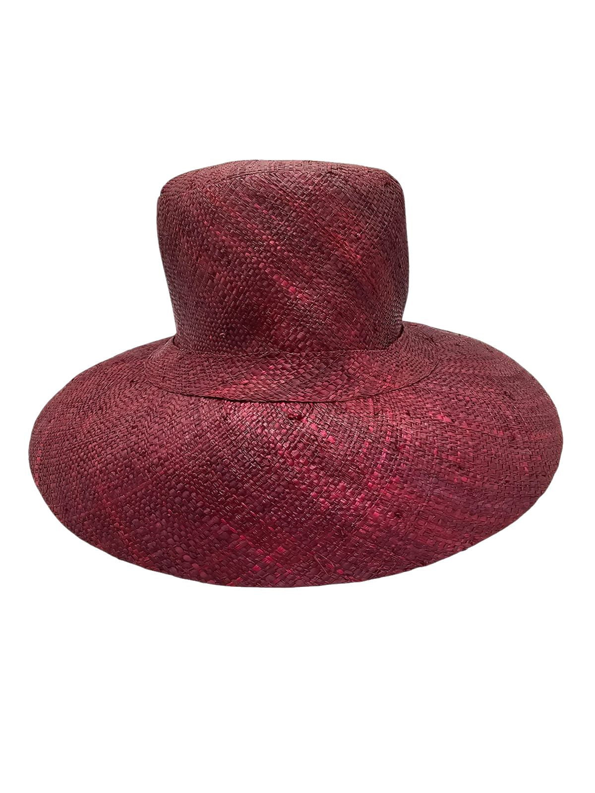 Burgundy Straw Hat with Bow