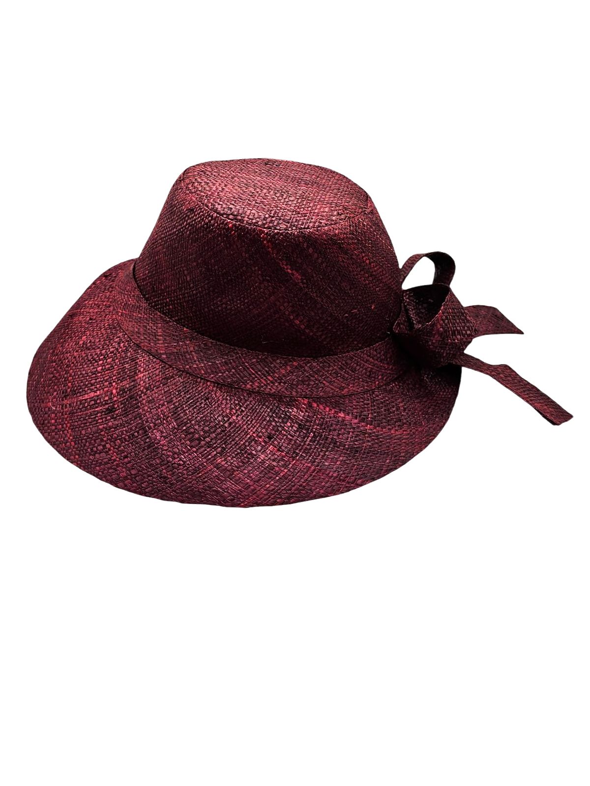 Burgundy Straw Hat with Bow