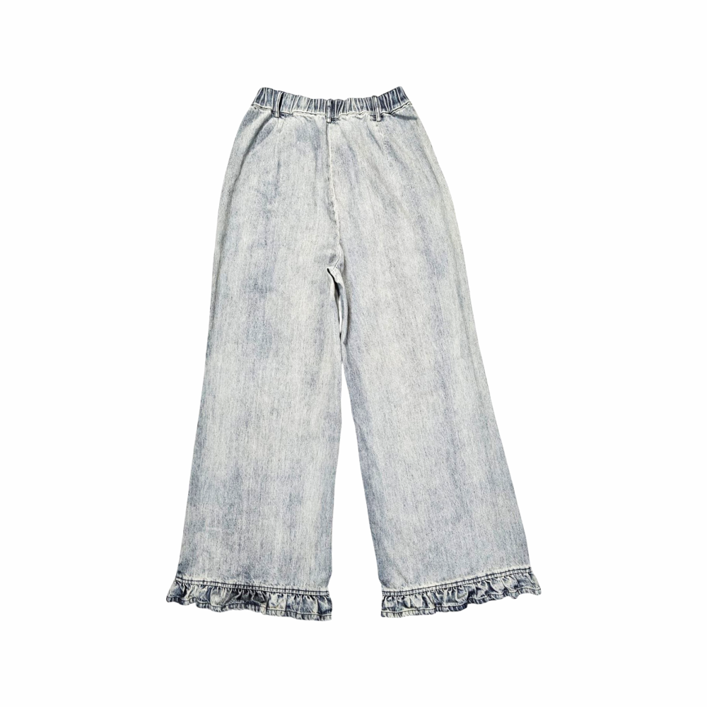 Ruffled Stone Washed Wide Legs Jeans - Chanel - Re:Velvet