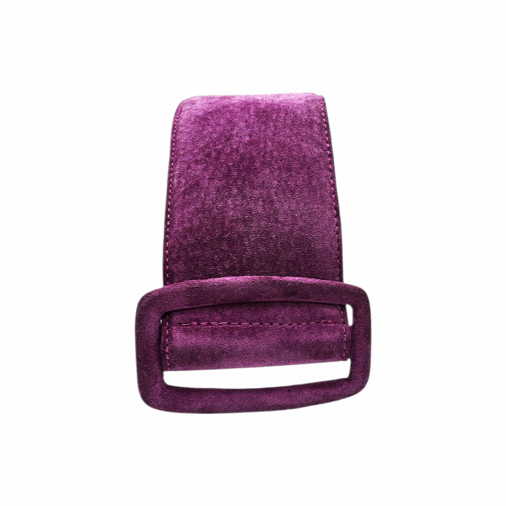Wide Suede Waist Belt with Covered Buckle