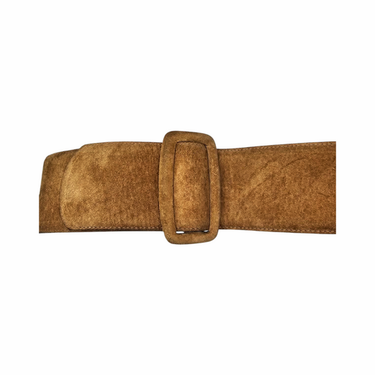 Wide Suede Waist Belt with Covered Buckle