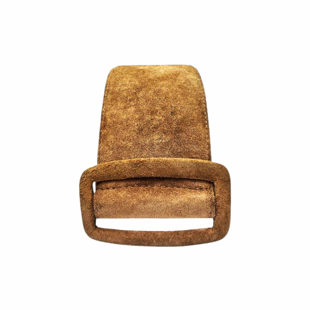Wide Suede Waist Belt with Covered Buckle