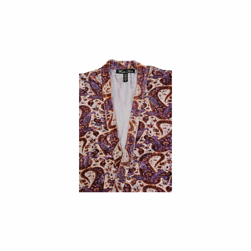 Soft Velvet Print Kimono Jacket - Winter Kate