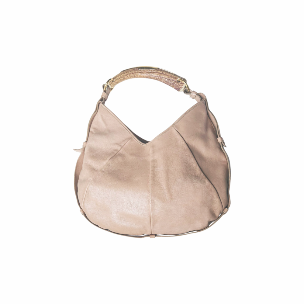 Mombasa Leather Shoulder Bag with Antler and metal plate Handle - Yves Saint Laurent