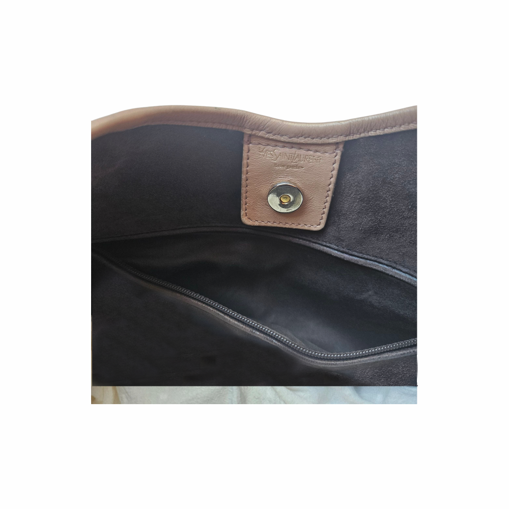 Mombasa Leather Shoulder Bag with Antler and metal plate Handle - Yves Saint Laurent