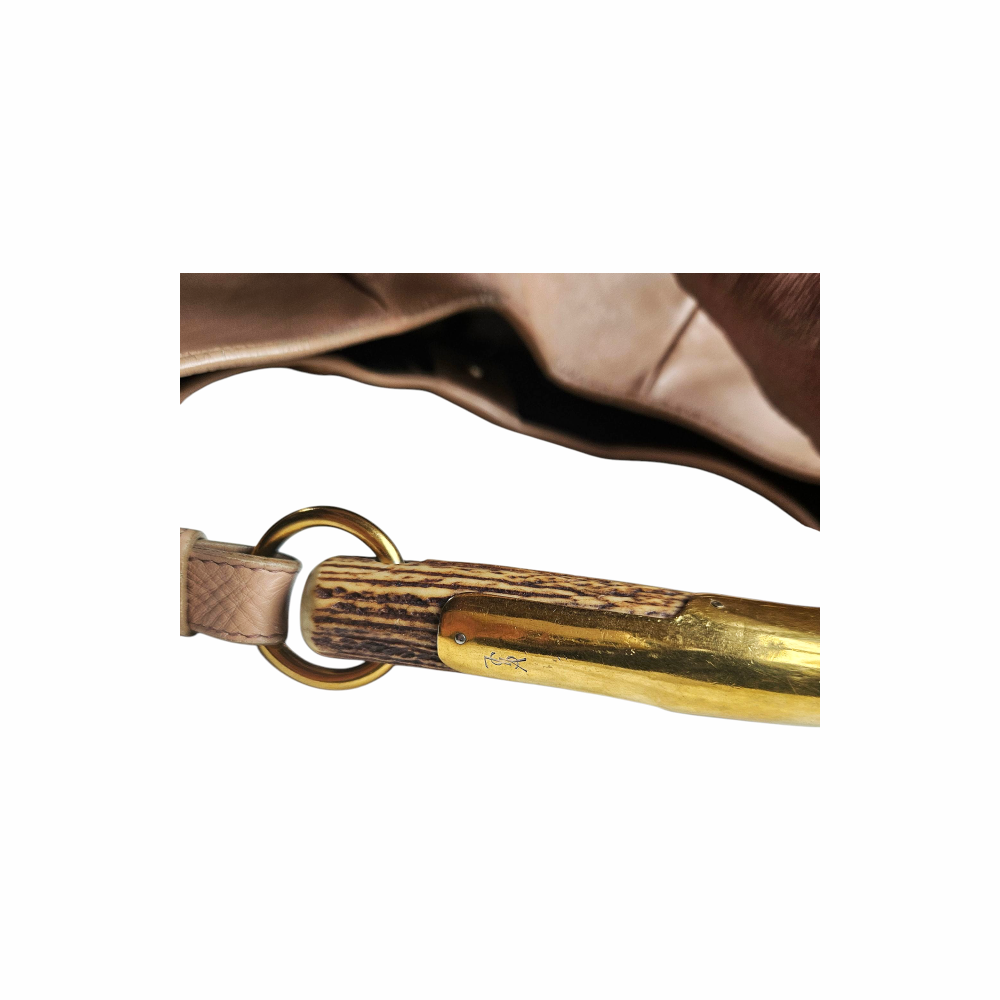 Mombasa Leather Shoulder Bag with Antler and metal plate Handle - Yves Saint Laurent