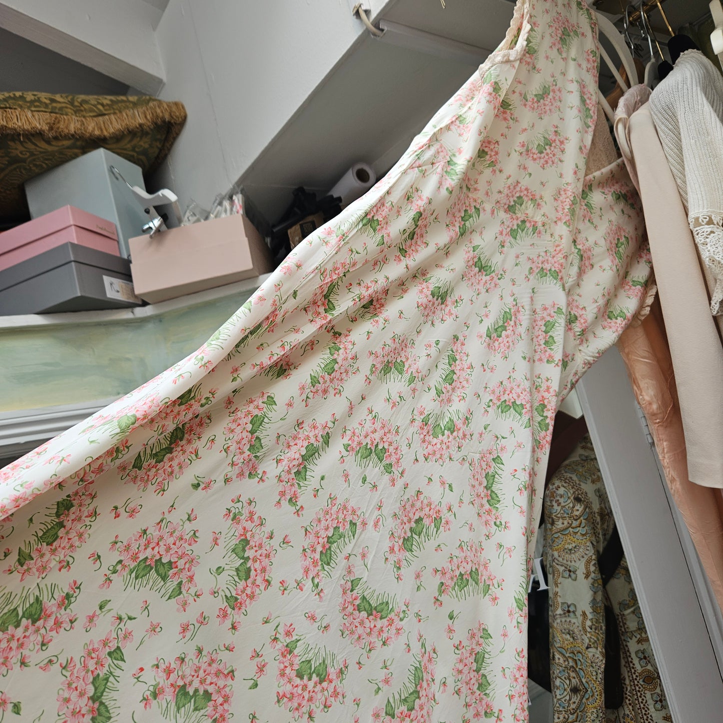 Vintage 1930 Silk Floral Night Gown