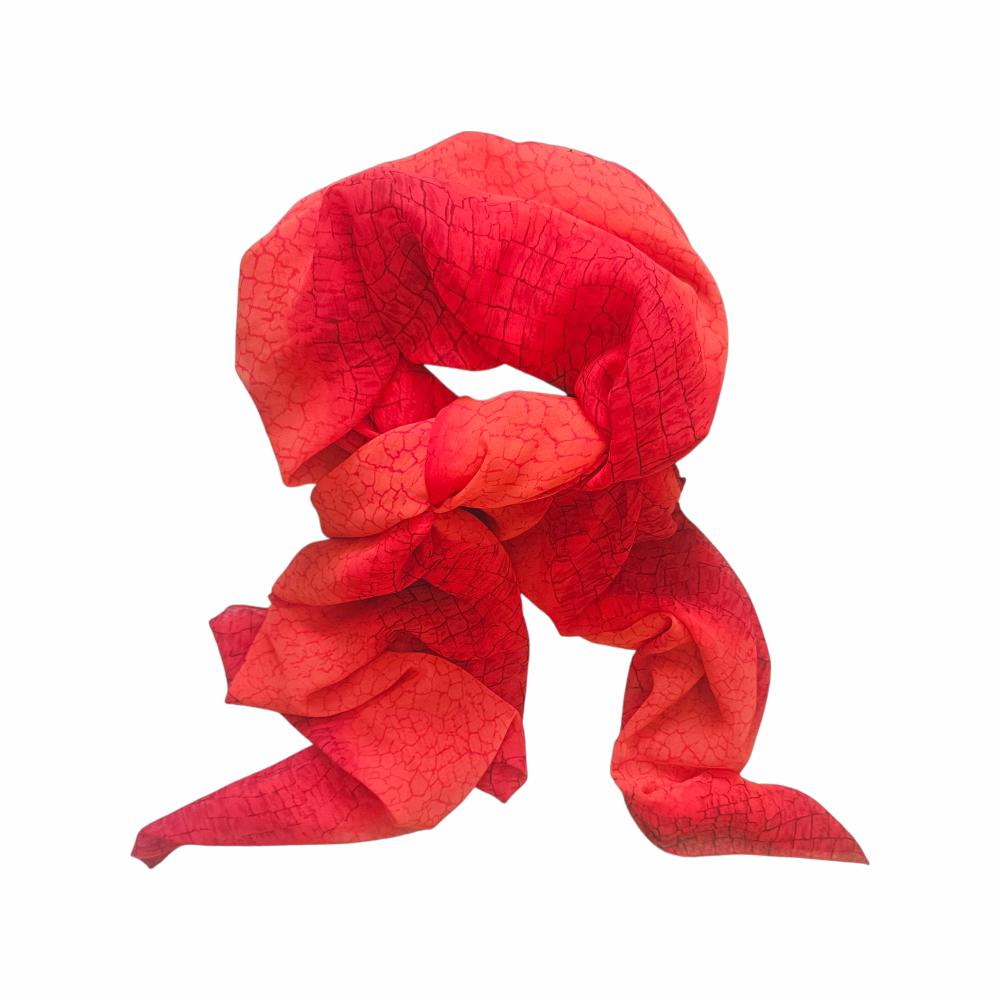 Vintage Louis Féraud Paris Beachwear red abstract-print pareo / sarong in 100% lightweight polyester, circa 1980s–1990s.