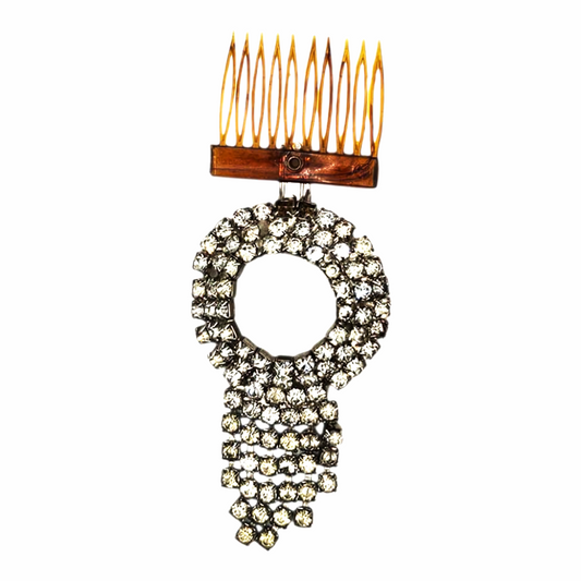 1940s Vintage Diamante Cascading Fringe Hair Comb