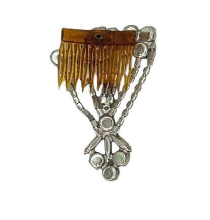 1940s Vintage Diamante Fan-Shaped Rhinestone Hair Comb