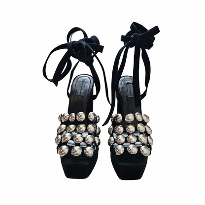 Suede Platform Sandals with Silver Studs - Alexander Wang