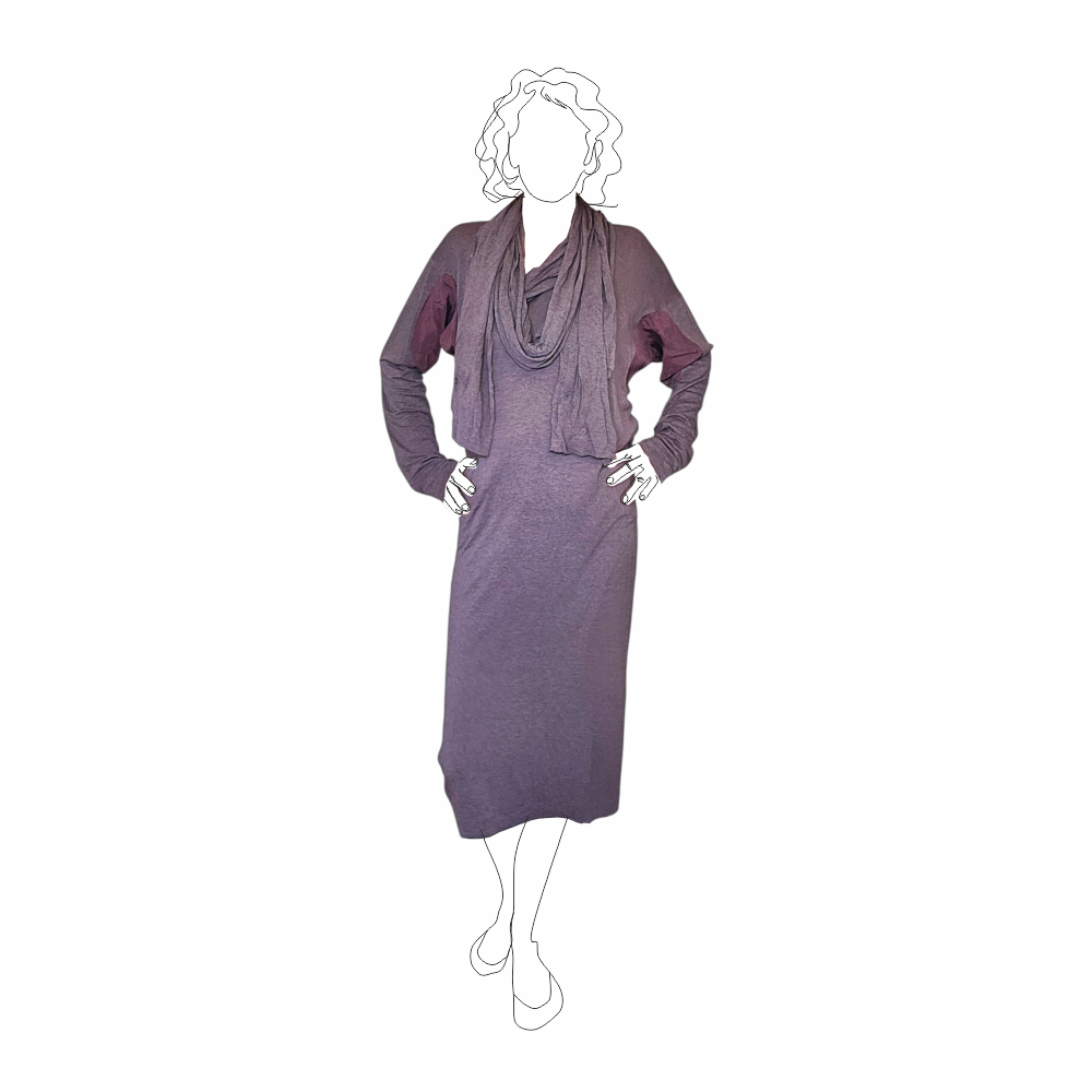 Mauve Asymmetric Draped Dress with Integrated Scarf – Mauve - Vivienne Westwood Anglomania