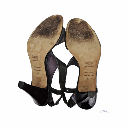 Patent Leather T-Bar High-Heel Sandals - Anya Hindmarch