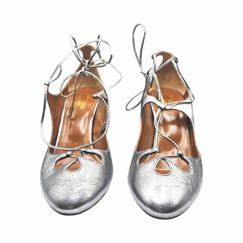 Silver Lace-Up Pumps - Aquazzura