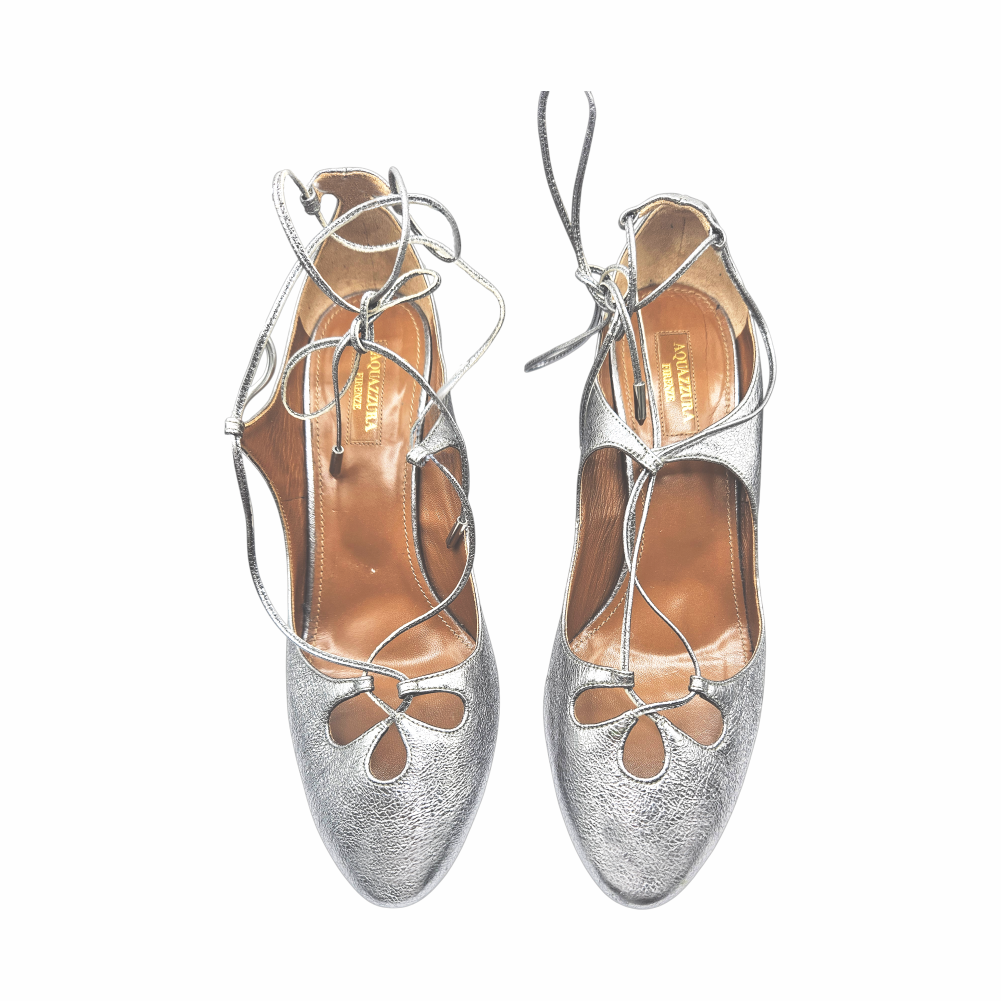 Silver Lace-Up Pumps - Aquazzura