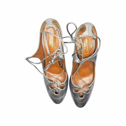 Silver Lace-Up Pumps - Aquazzura