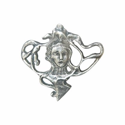 Vintage 925 Sterling Silver Art Nouveau Revival Goddess Brooch