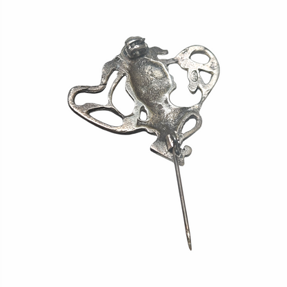 Vintage 925 Sterling Silver Art Nouveau Revival Goddess Brooch