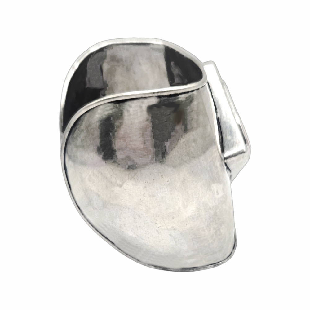 Vintage Modernist Silver Cuff Bracelet with - likely to be Orange Spiny Oyster - Shell Inlay