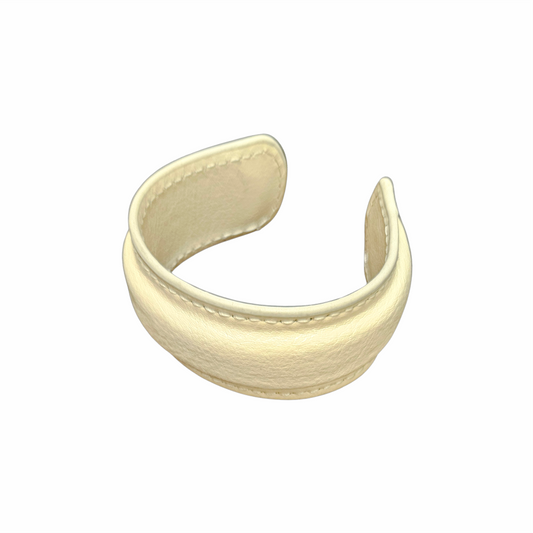 Ivory Padded Faux-Leather Statement Cuff Bracelet