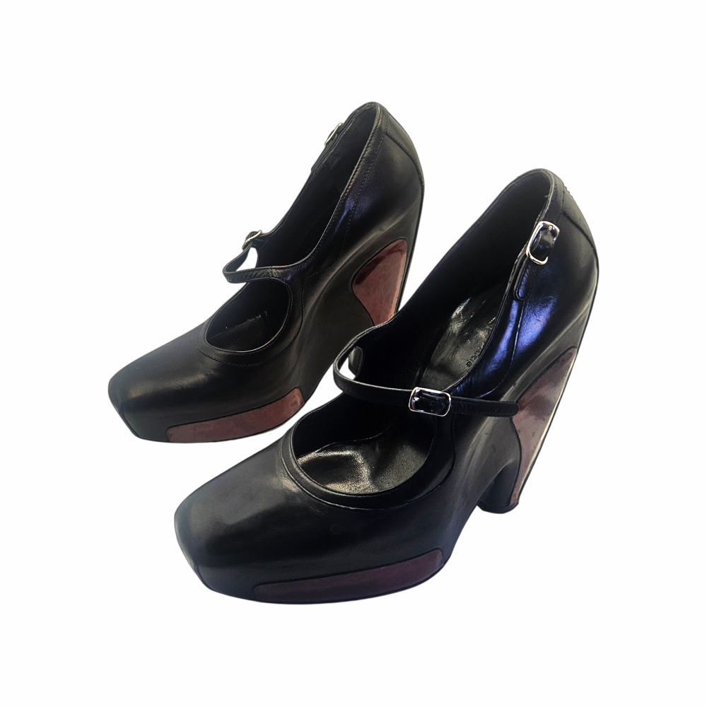 FW 2006 Black Leather Mary Jane Platform Heels - Balenciaga by Nicolas Ghesquière - Re:Velvet