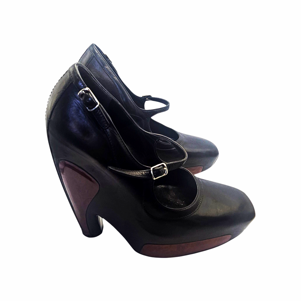 FW 2006 Black Leather Mary Jane Platform Heels - Balenciaga by Nicolas Ghesquière - Re:Velvet