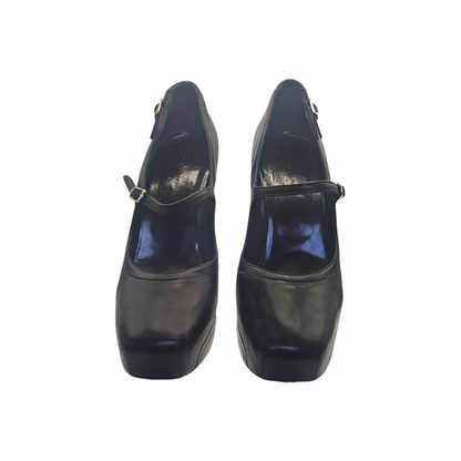 FW 2006 Black Leather Mary Jane Platform Heels - Balenciaga by Nicolas Ghesquière - Re:Velvet