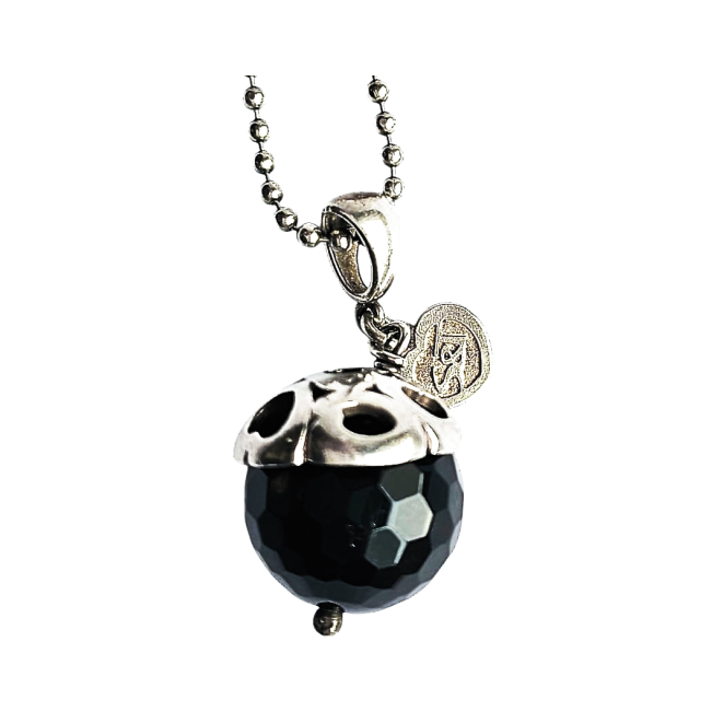 Ball Chain Necklace with Onyx Pendant