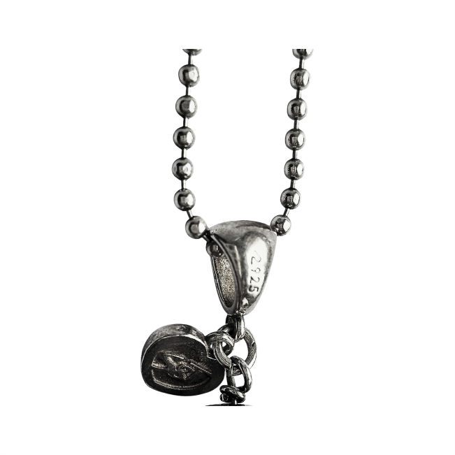 Ball Chain Necklace with Onyx Pendant