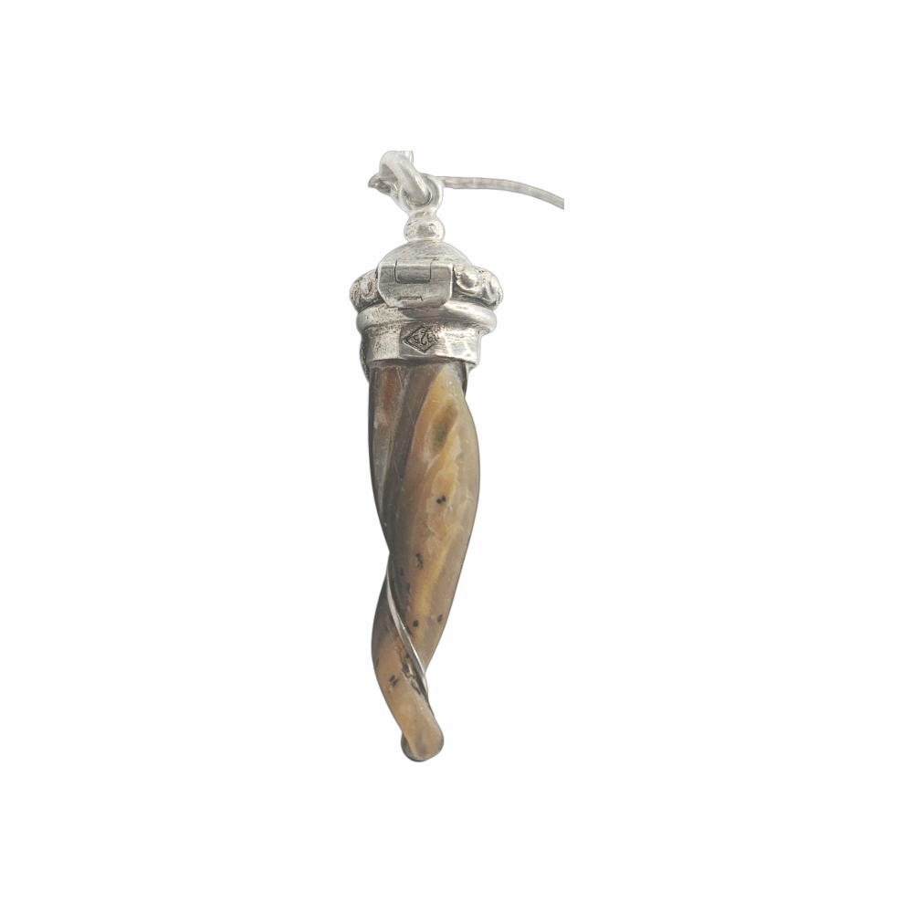 Vintage Silver Abalone Shell Scent Bottle Locket Pendant Necklace