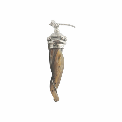 Vintage Silver Abalone Shell Scent Bottle Locket Pendant Necklace