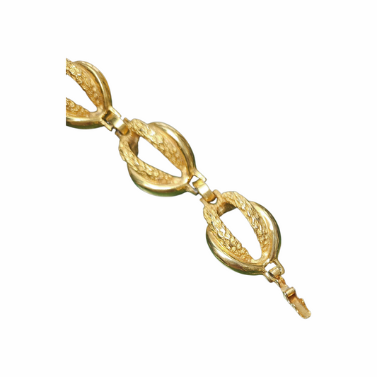 Vintage Gold-Tone Textured Oval Link Bracelet