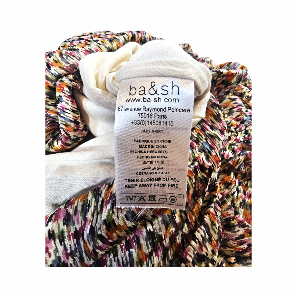 Draped Multicolour Print Skirt with Knotted Belt - Ba&h