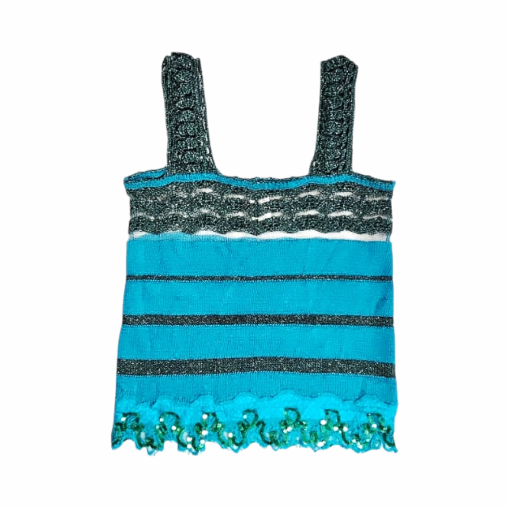 Vintage Metallic Knit Camisole Top with Sequins circa 2000s - Bazar Christian Lacroix