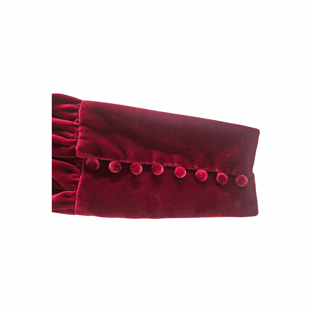 Biba burgundy velvet dress wide cuff with covered buttons