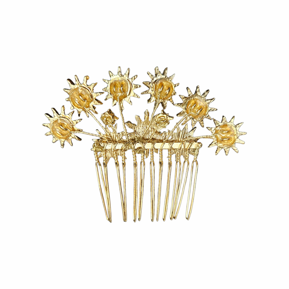 Gold-Tone Crystal Celestial Starburst Bridal Hair Comb