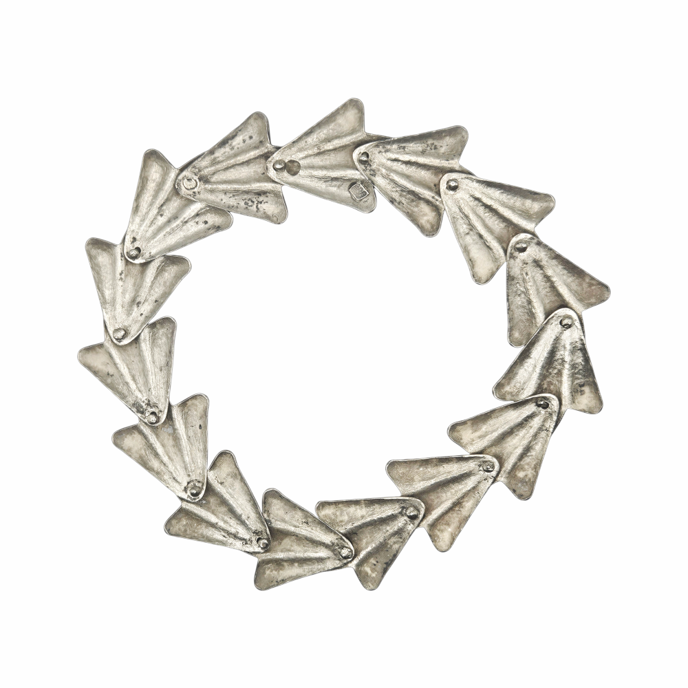 Vintage Sterling Silver Sculptural Modernist Leaf Necklace