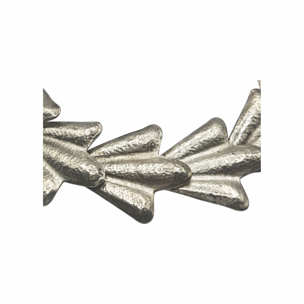 Vintage Sterling Silver Sculptural Modernist Leaf Necklace